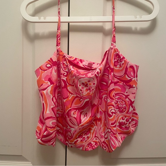 Lilly Pulitzer Ivy Crop Top in Pink Pout Mango Salsa - Picture 2 of 4